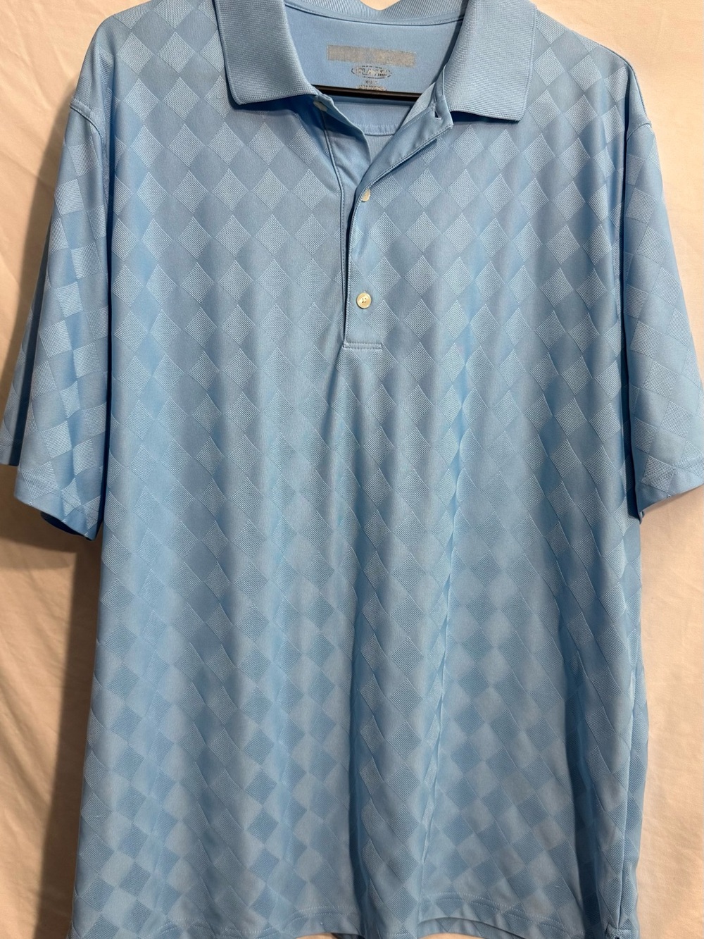 Greg Norman Collection Light Blue Diamond-Textured Polo